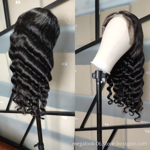 100 Percent Virgin 13*6 Front Lace Human Hair Wig, Cheap Overnight Megalook Loose Deep Wave Lace Wigs